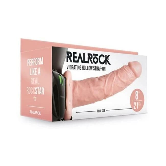 Realrock Vibrating Hollow Strap-on Without Balls. Chocolate, image 1