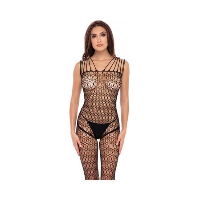 Rene Rofe Neo Geo Crotchless Bodystocking Black O/S, image 1