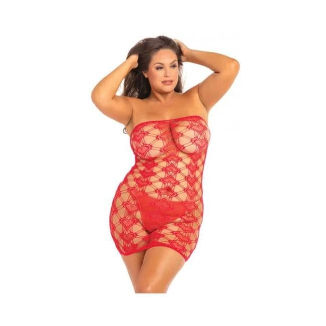 Rene Rofe Queen of Hearts Tube Dress Red 1x-3x, image 1