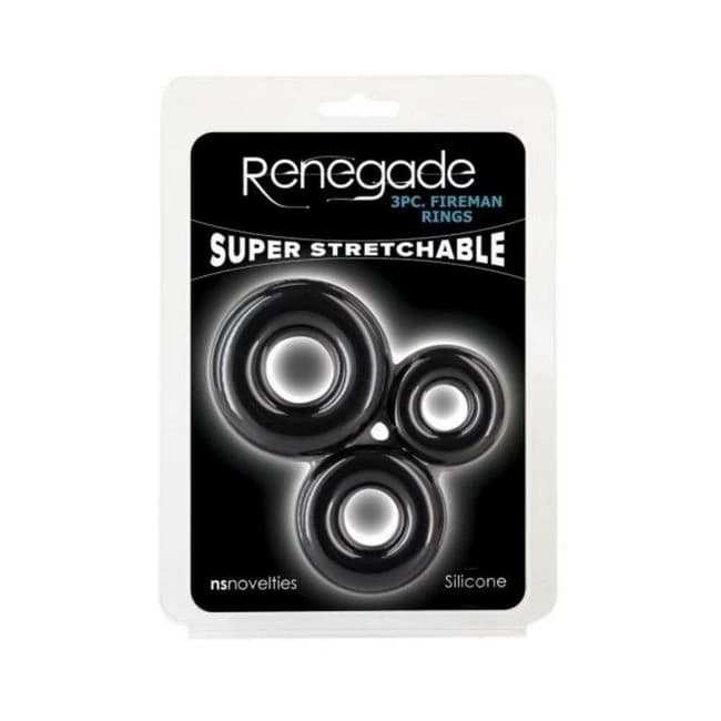 Renegade Fireman Rings 3-Piece Cock Ring Kit Black, image 1