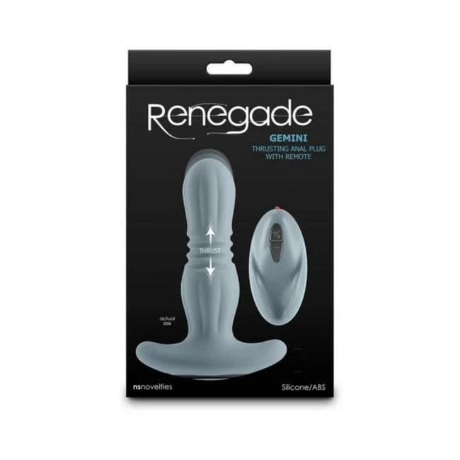 Renegade Gemini Thrusting Anal Plug with Remote Gray, image 1
