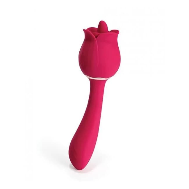 Rhea Clit Licking Tongue Rose Vibrator & G Spot Massager - Red, image 1