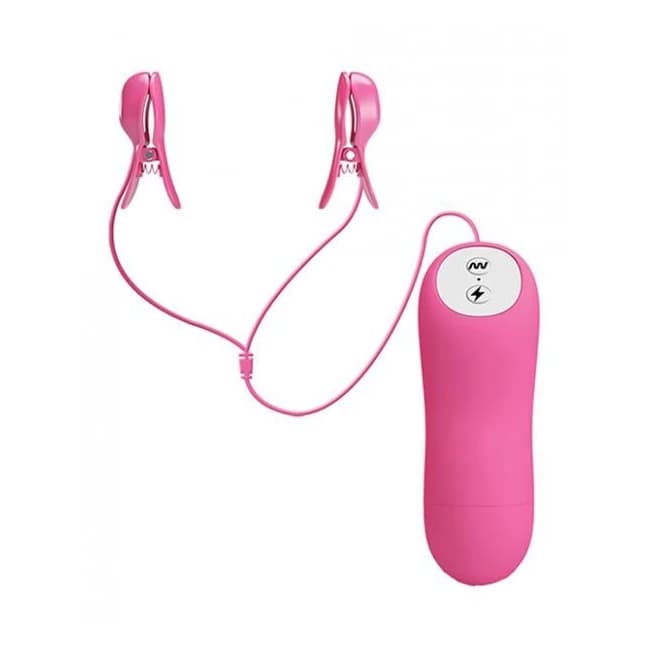 Romantic Wave Electro Shock Vibrating Nipple Clamps Pink, image 1