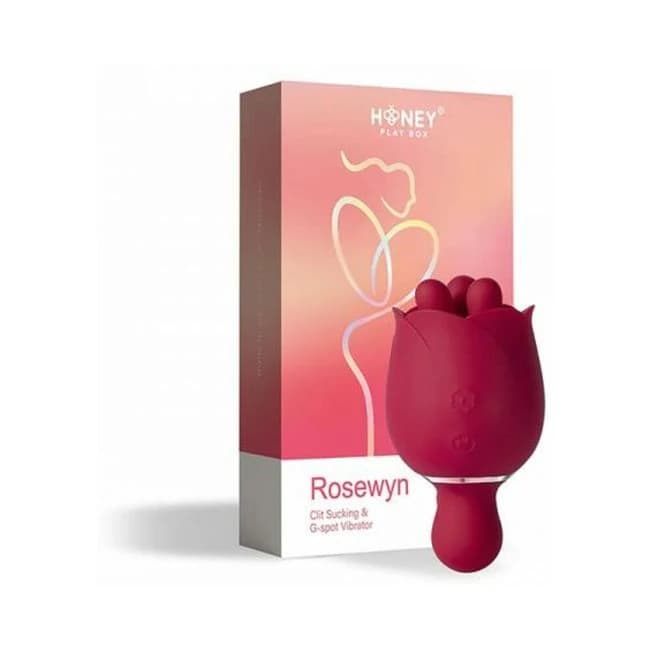 Rosewyn Rotating Rose Vibrator and Pinpoint Stimulator Red, image 1