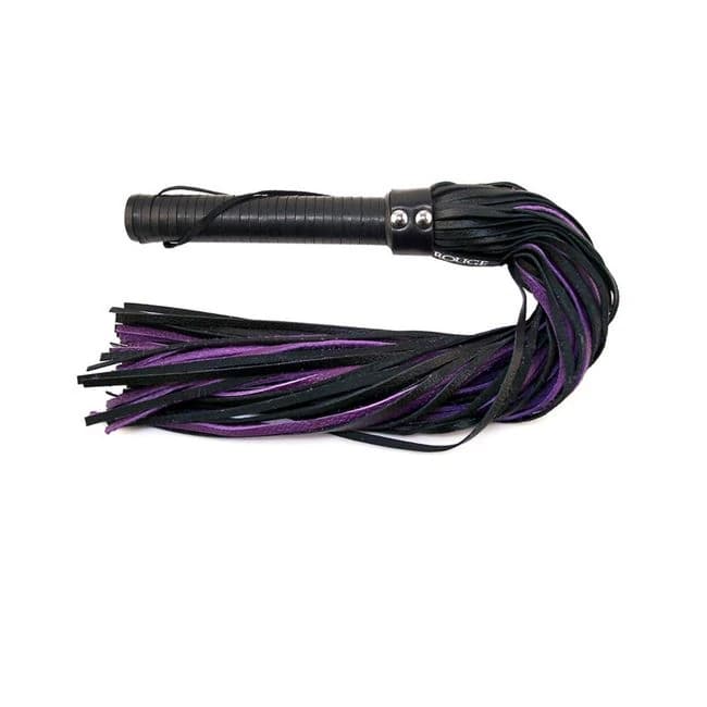 Rouge Flogger w/ Leather Handle & Floggers Black/purple, image 1