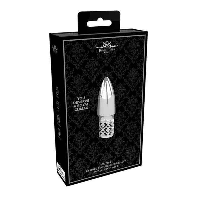 Royal Gems Glitter Rechargeable Abs Bullet Silver, image 1