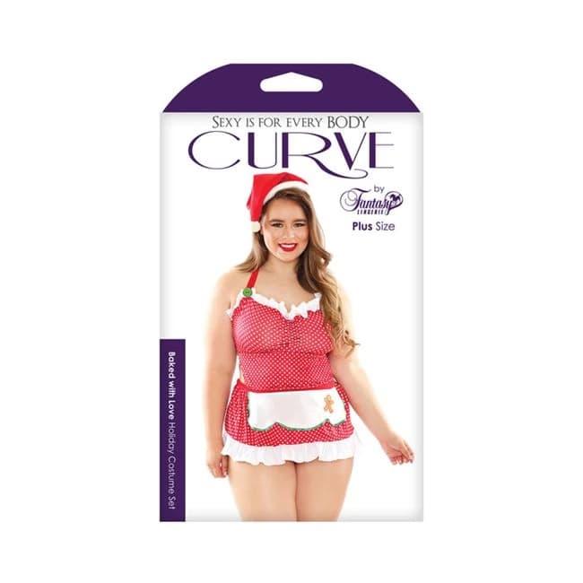Santa's Helper Costume Set; Hat, Apron Back Dress, and Ruffled Panty, image 1