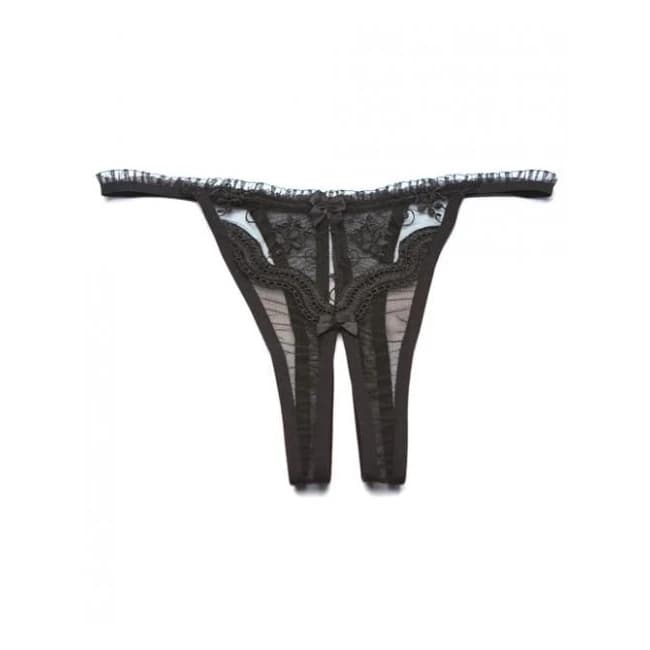 Scalloped Embroidery Crotchless Panty, image 1