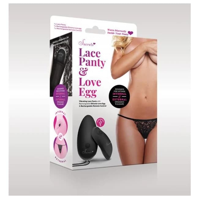 Secrets Vibrating Scalloped Lace Rechargeable Black O/s - Image 1 Secrets Vibrating Scalloped Lace Rechargeable Black O/s - Image 1