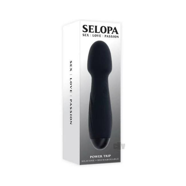Selopa Power Trip Rechargeable Vibrating Wand Silicone Black, image 1
