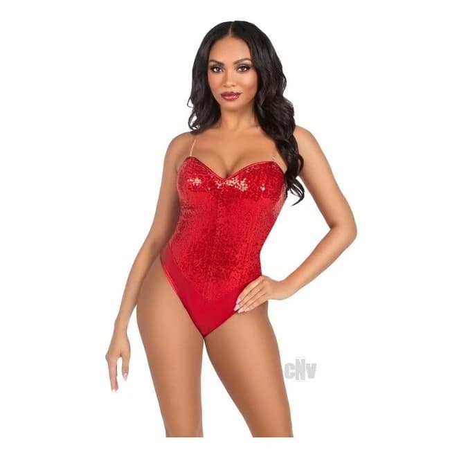 Sequin Bone Snap Bodysuit Strap Md Blk, image 1