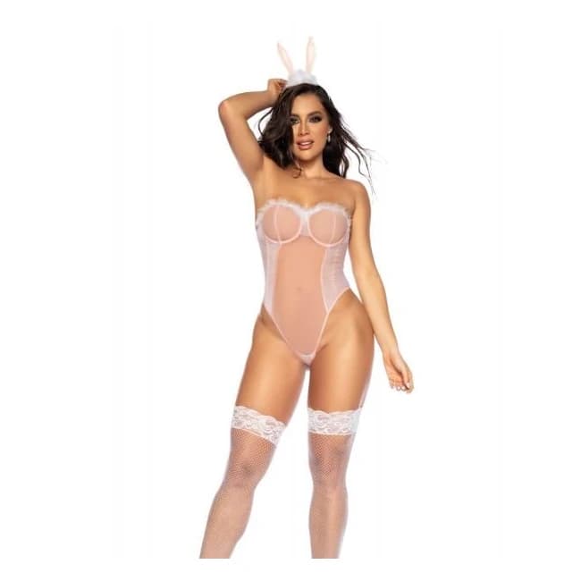 Sexy Bunny Underwire Bodysuit w/ Lace up Back & Head Piece, image 1