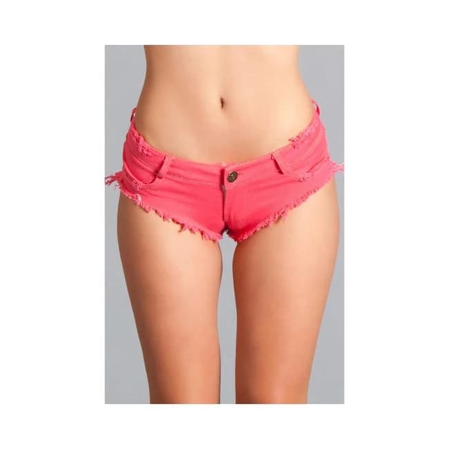 Sexy Cut Off Low Waist Denim Booty Shorts Hot Pink Small, image 1