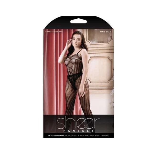 Sheer in Your Dreams 2-Piece Bodysuit with Back Cutout & Matching High-Waist Legging, image 1