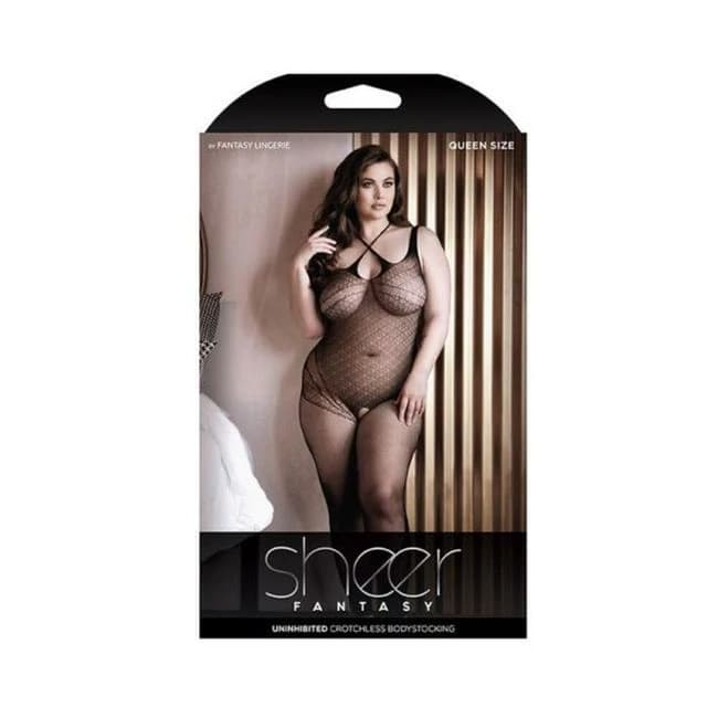 Sheer Uninhibited Crotchless Bodystocking, image 1