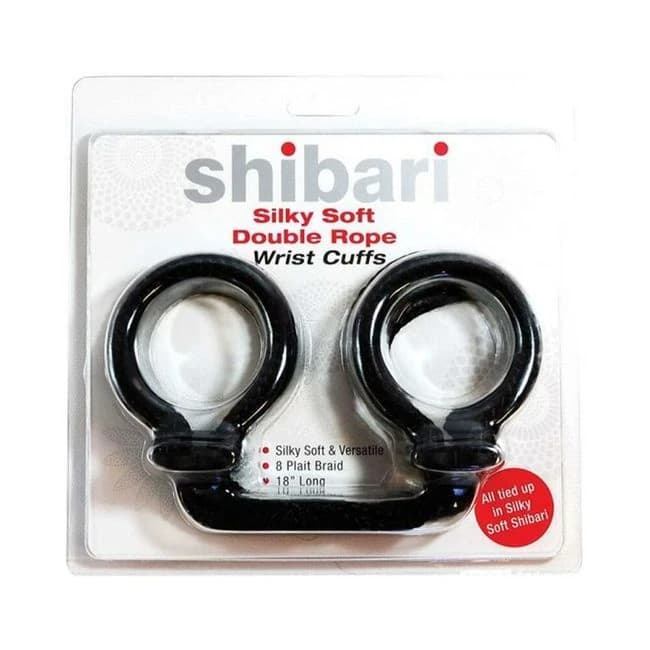 Shibari Silky Soft Double Rope Wrist Cuffs (Black), image 1