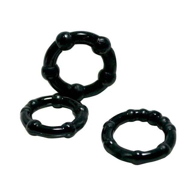 Shibari Triton Enhancement Pleasure Rings with Knubbs 3pk Black, image 1