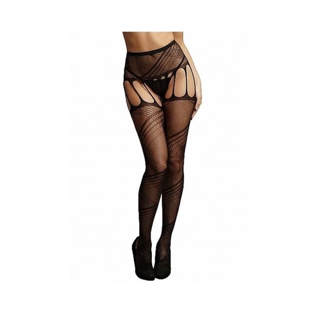 Shots Le Desir Crotchless Cut Out Pantyhouse Os Black, image 1