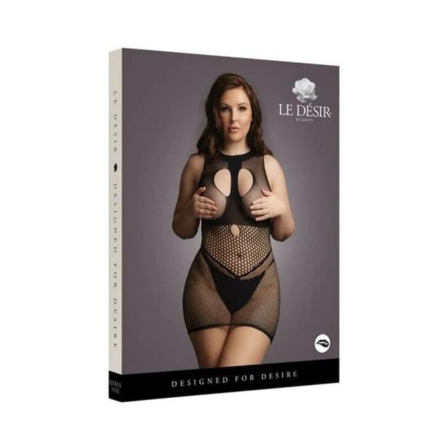 Shots Le Desir Duo Net Open Cup Mini Dress Black Osx, image 1