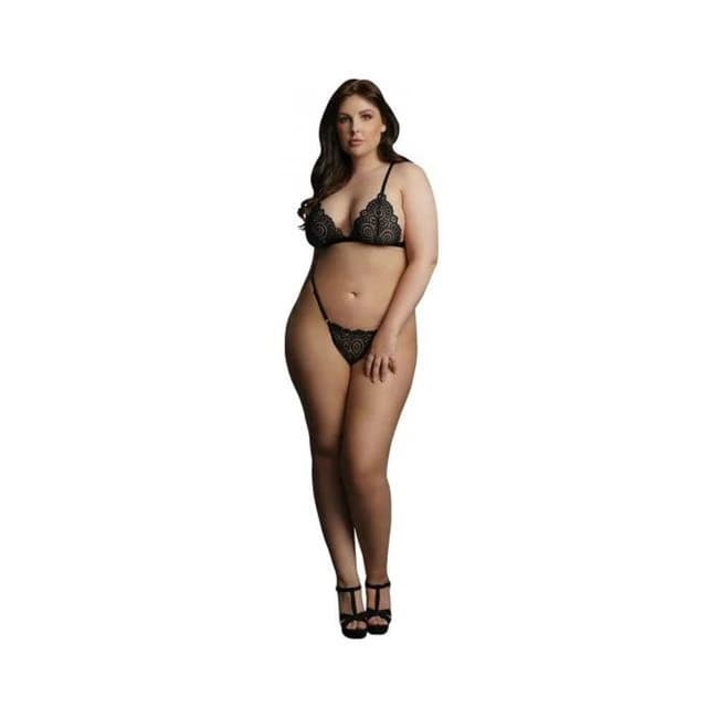 Shots Le Desir Magic Lace Velvet Lingerie Set Osx Black, image 1