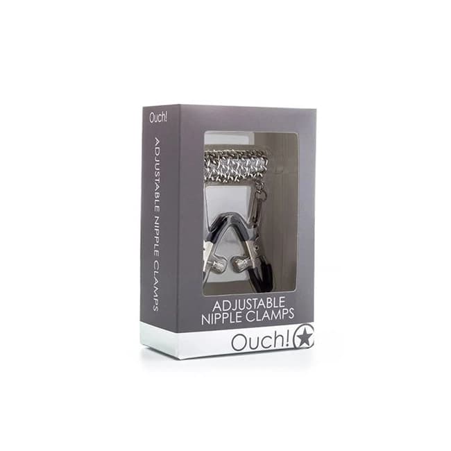 Shots Ouch Adjustable Nipple Clamps w/ Chain - Metal, image 1