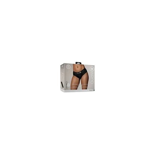 Shots Ouch Vibrating Strap on High-Cut Brief - Black Xs/s, image 1