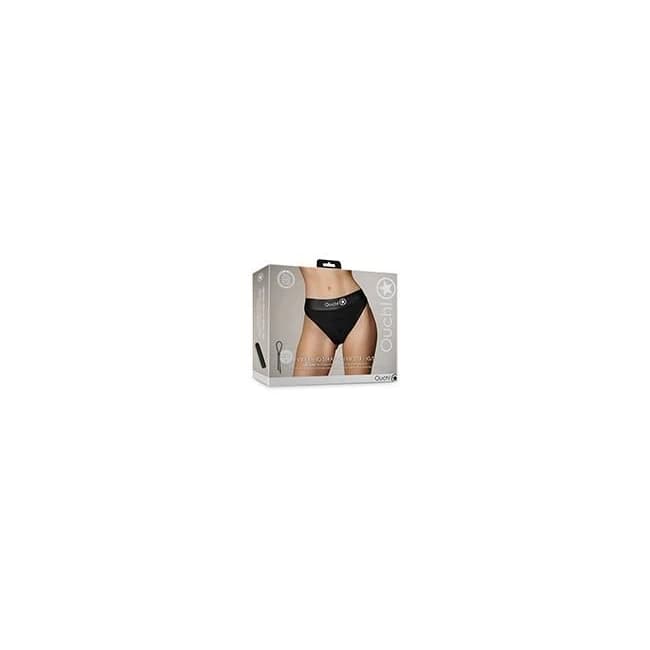 Shots Ouch Vibrating Strap on Hipster - Black Xs/s, image 1