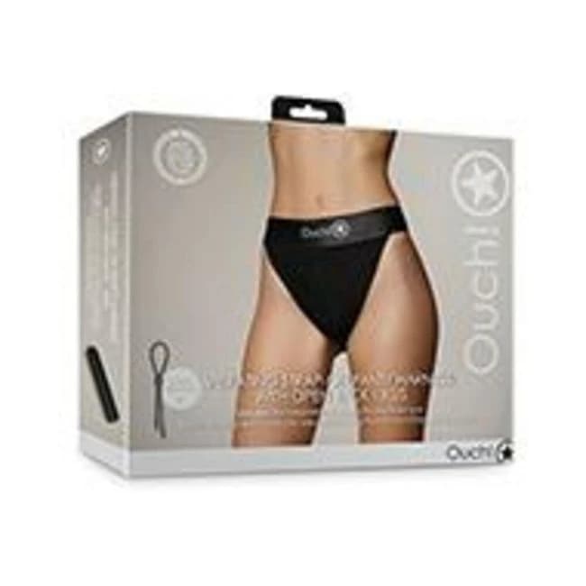 Shots Ouch Vibrating Strap on Panty Harness w/o Pen Back - Black Xs/s, image 1