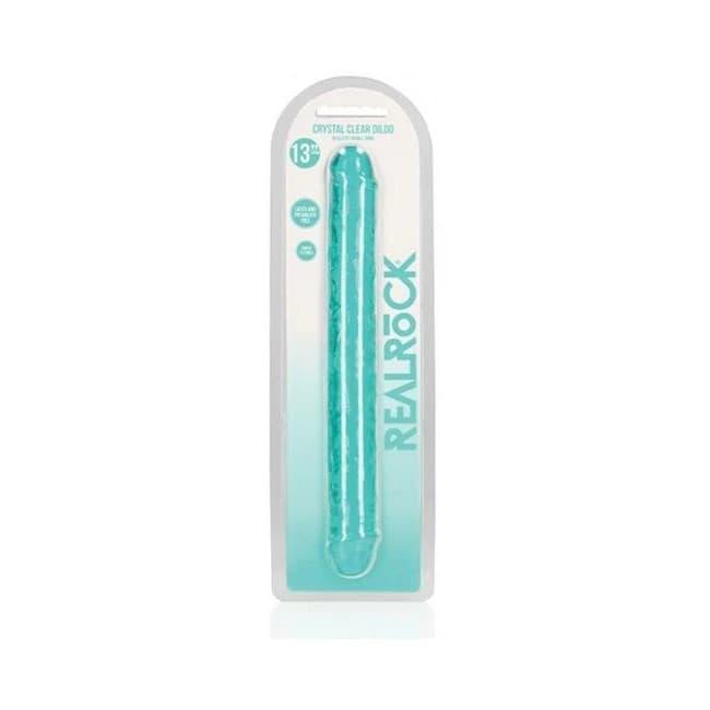 Shots Realrock Crystal Clear 13" Double Dildo - Turquoise, image 1