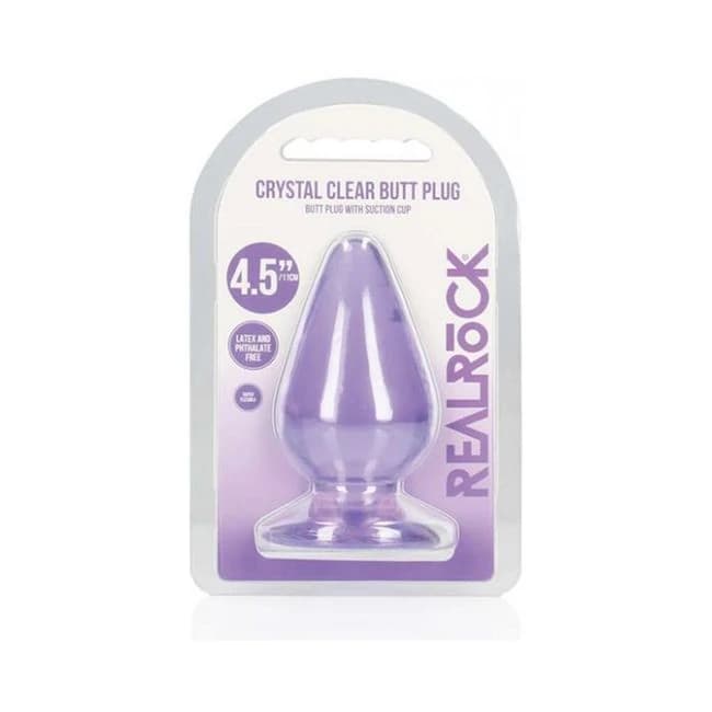 Shots Realrock Crystal Clear 4.5" Anal Plug - Purple, image 1