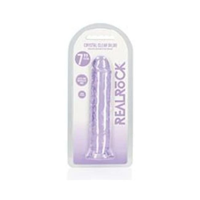 Shots Realrock Crystal Clear 7" Straight Dildo w/ Suction Cup - Purple, image 1