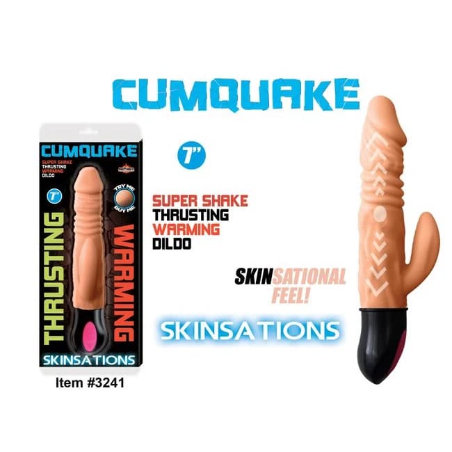 Skinsations Cum Quake Warming Dildo w/ Clit Stimulator, image 1