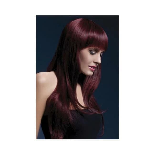 Smiffy Fever Wig Sienna 26 Inches Long Feathered Black Cherry, image 1