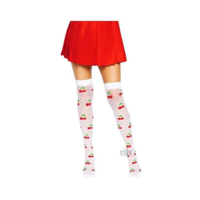 Spandex Dot Cherry Thigh Blk/red, image 1