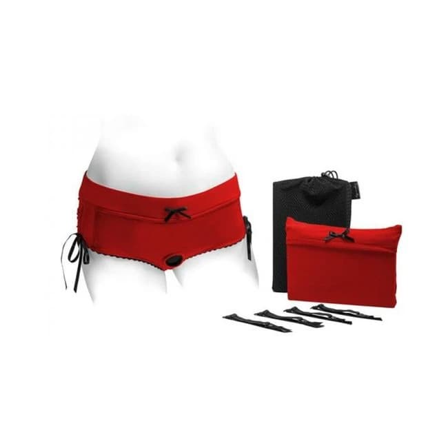 Spareparts Sasha Cinch Booty Short Harness Red/black Size, image 1