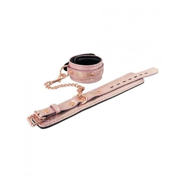 Spartacus Ankle Restraints w/ Leather Lining - Pink Snakeskin Micro Fiber, image 1