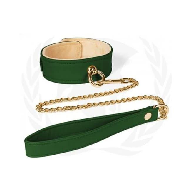 Spartacus Plush Lined Pu Collar and Chain Leash, image 1