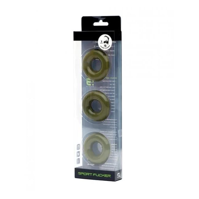 Sport Fucker Chubby Cockring Pack of 3 - Army Green, image 1