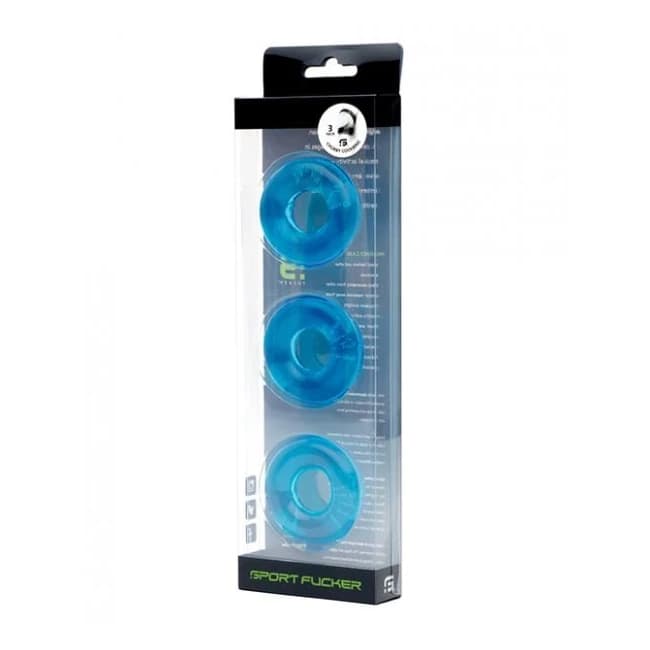 Sport Fucker Chubby Cockring Pack of 3 - Ice Blue, image 1