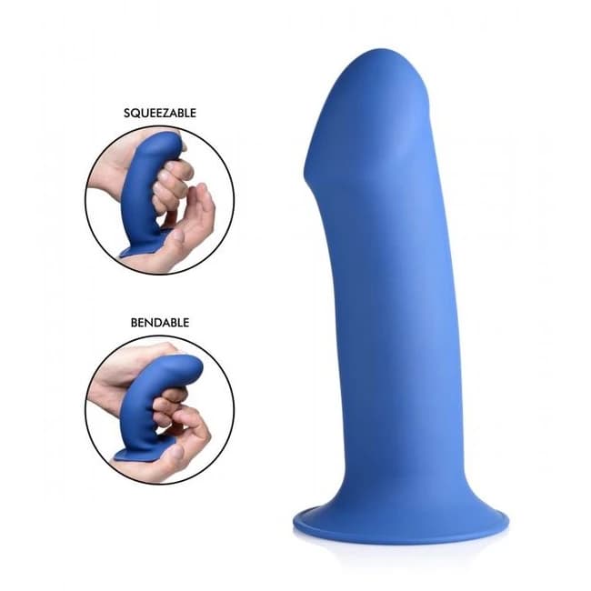 Squeeze-It Squeezable Thick Phallic Dildo- Blue, image 1