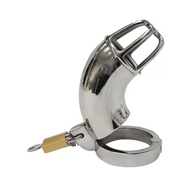 Stainless Cock Cage with Padlock in Clamshell, image 1