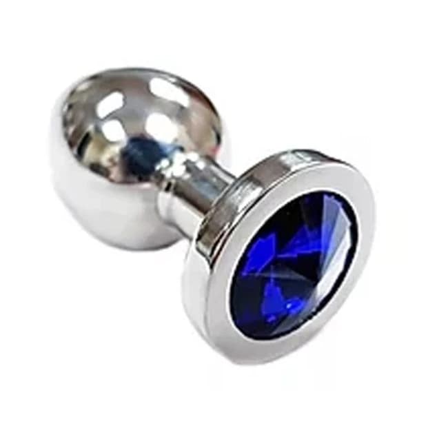 Stainless Steel Smooth Small Butt Plug w/ Crystal, image 1