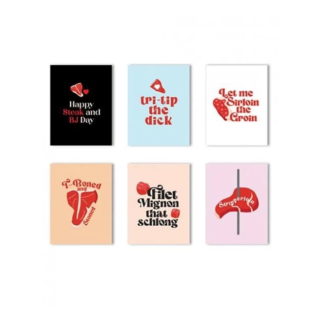 Steak and Bj Day Naughty Greeting Card - Variety Pack of 6, image 1