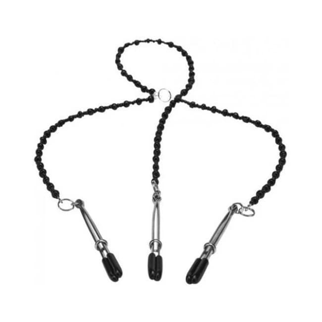 Steamy Shades Y-Style Deluxe Beaded Nipple Clamps, image 1