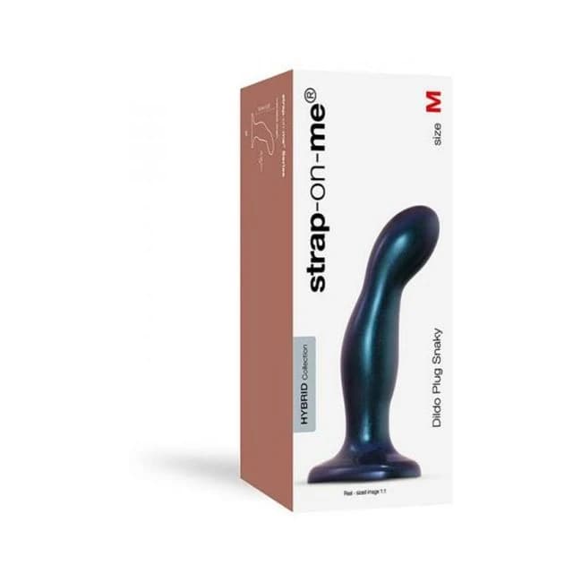 Strap-on-Me Hybrid Collection Dildo Plug Snaky Metallic Blue M, image 1