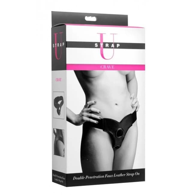 Strap U Crave Double Penetration Faux Leather Strap on, image 1
