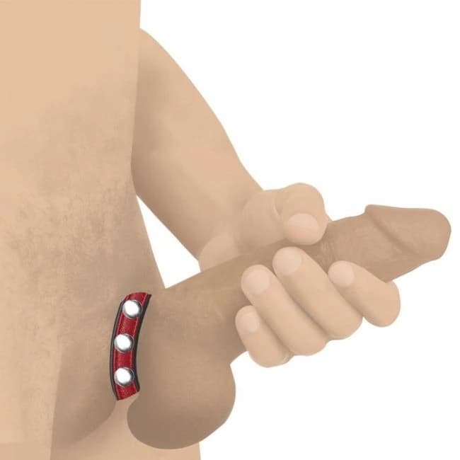 Strict Cock Gear Leather Speed Snap Cock Ring Red - Image 1 Strict Cock Gear Leather Speed Snap Cock Ring Red - Image 1