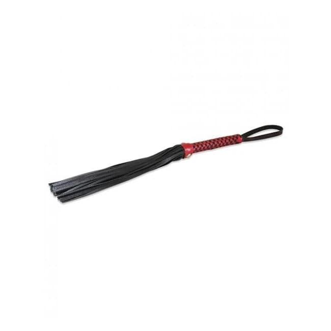 Sultra 16" Lambskin Flogger Classic Weave Grip - Black w/ Red Woven Handle, image 1