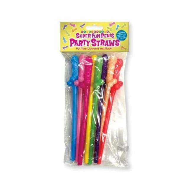 Super Fun Penis Party Straws 8-Pack Multicolor, image 1