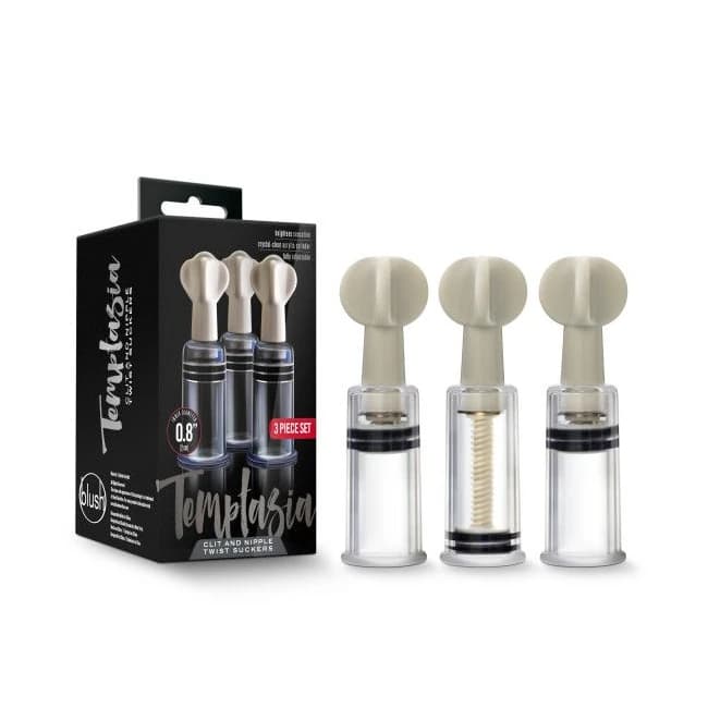 Temptasia Clit & Nipple Twist Suckers Set of 3 Clear - Image 1 Temptasia Clit & Nipple Twist Suckers Set of 3 Clear - Image 1